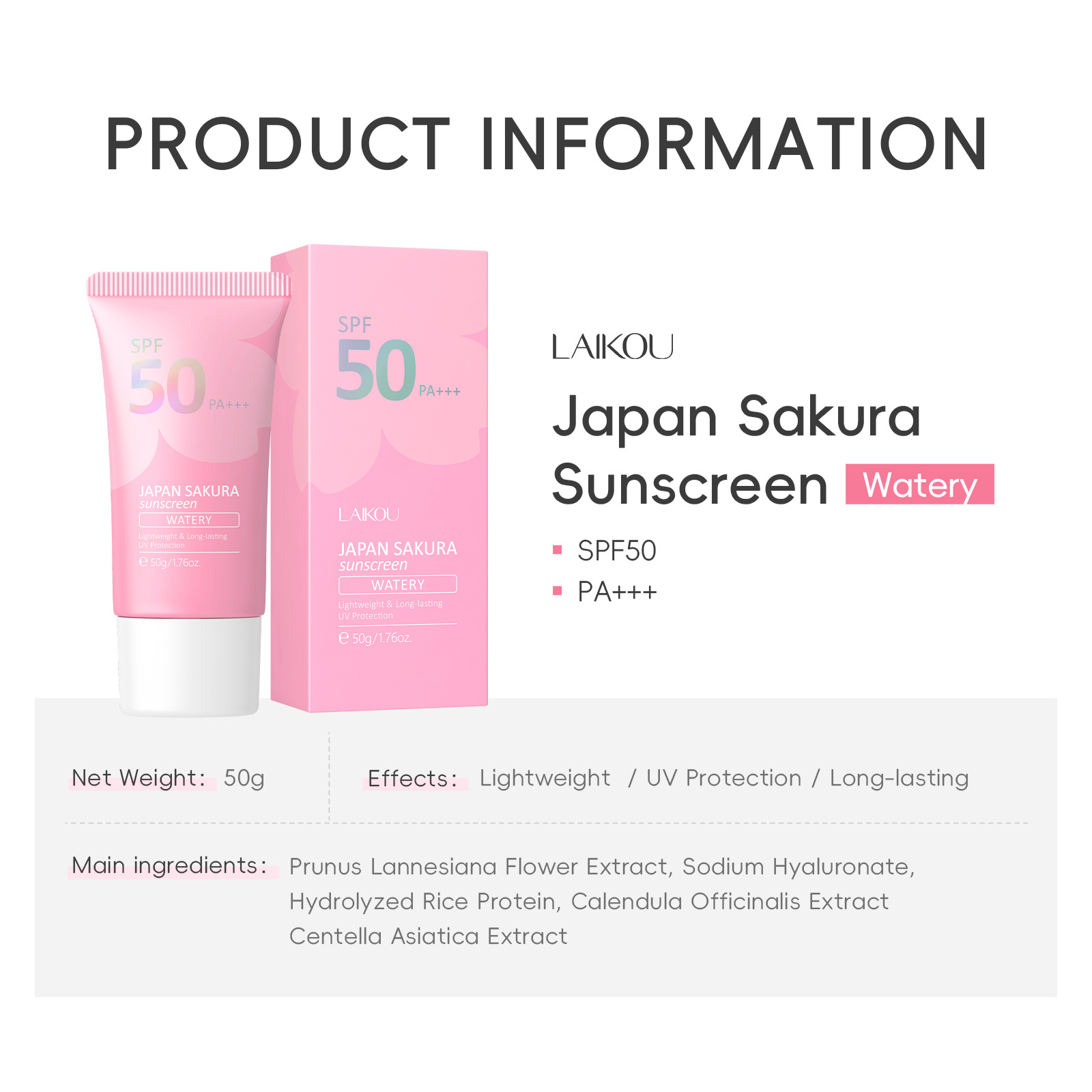 LAIKOU Sakura SPF50 PA+++ Zonn - Spf 50 Waterproof Sunscreen recensie en prijs